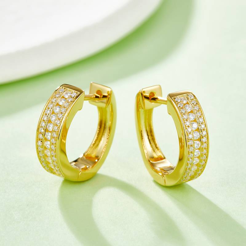 三排对半耳环S925银Moissanite厘石D级0.37ct